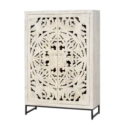 Wohnen Vintage Schrank in Mangoholz White Wash - Fudorus