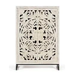 Wohnen Vintage Schrank in Mangoholz White Wash - Fudorus