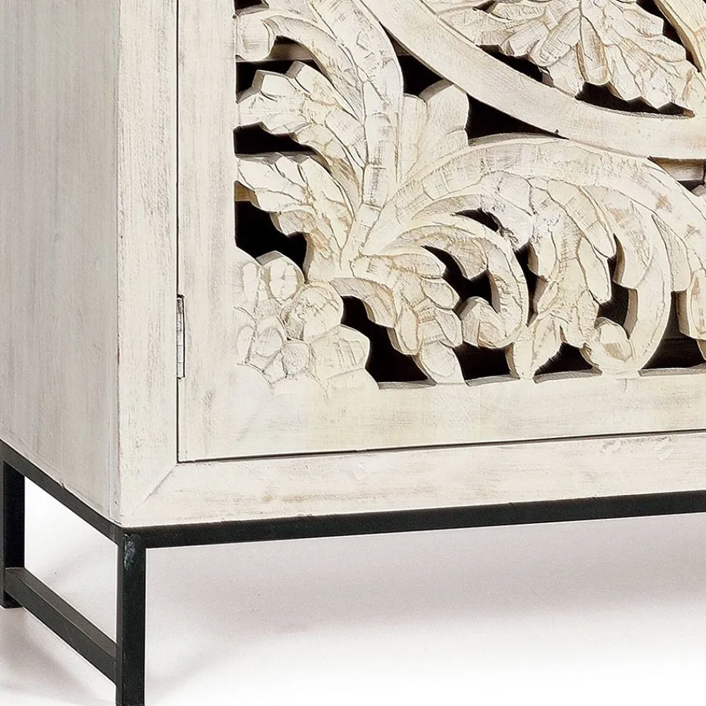 Wohnen Vintage Schrank in Mangoholz White Wash - Fudorus