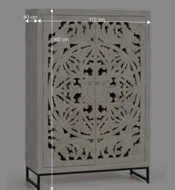 Wohnen Vintage Schrank in Mangoholz White Wash - Fudorus