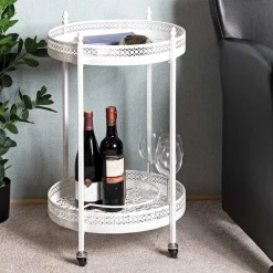 Wohnen Vintage Servierwagen aus Metall in Rund - Cedreona