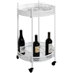 Wohnen Vintage Servierwagen aus Metall in Rund - Cedreona