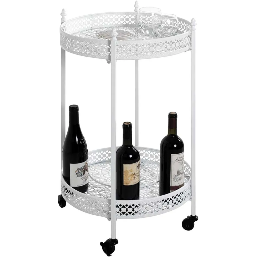 Wohnen Vintage Servierwagen aus Metall in Rund - Cedreona