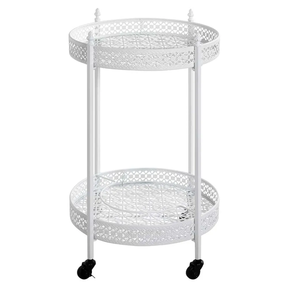 Wohnen Vintage Servierwagen aus Metall in Rund - Cedreona