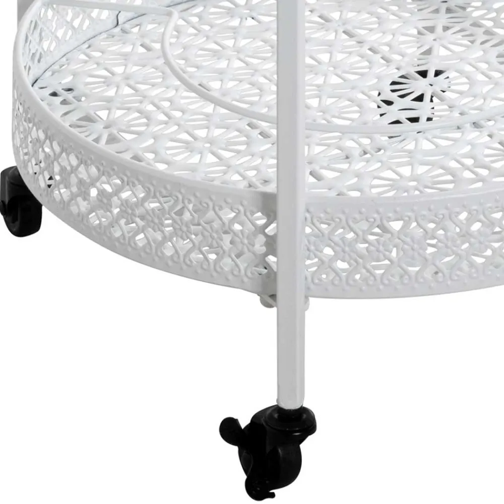 Wohnen Vintage Servierwagen aus Metall in Rund - Cedreona