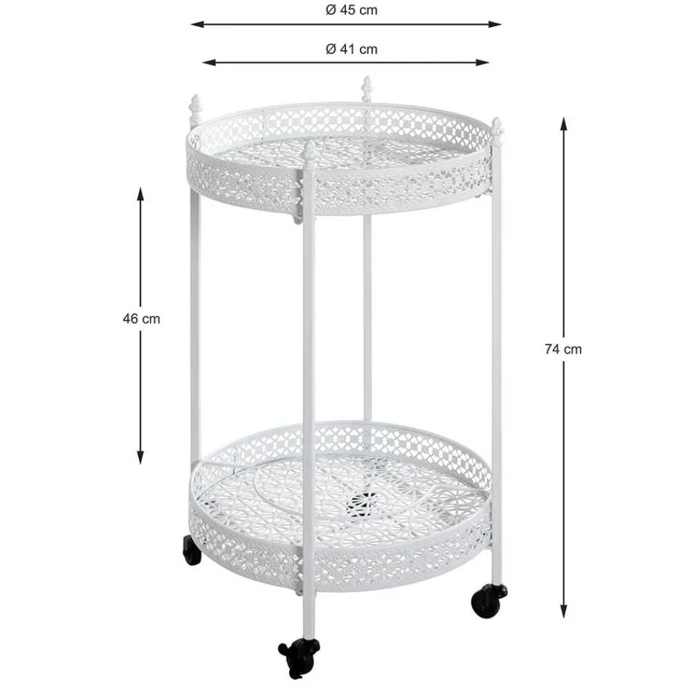 Wohnen Vintage Servierwagen aus Metall in Rund - Cedreona