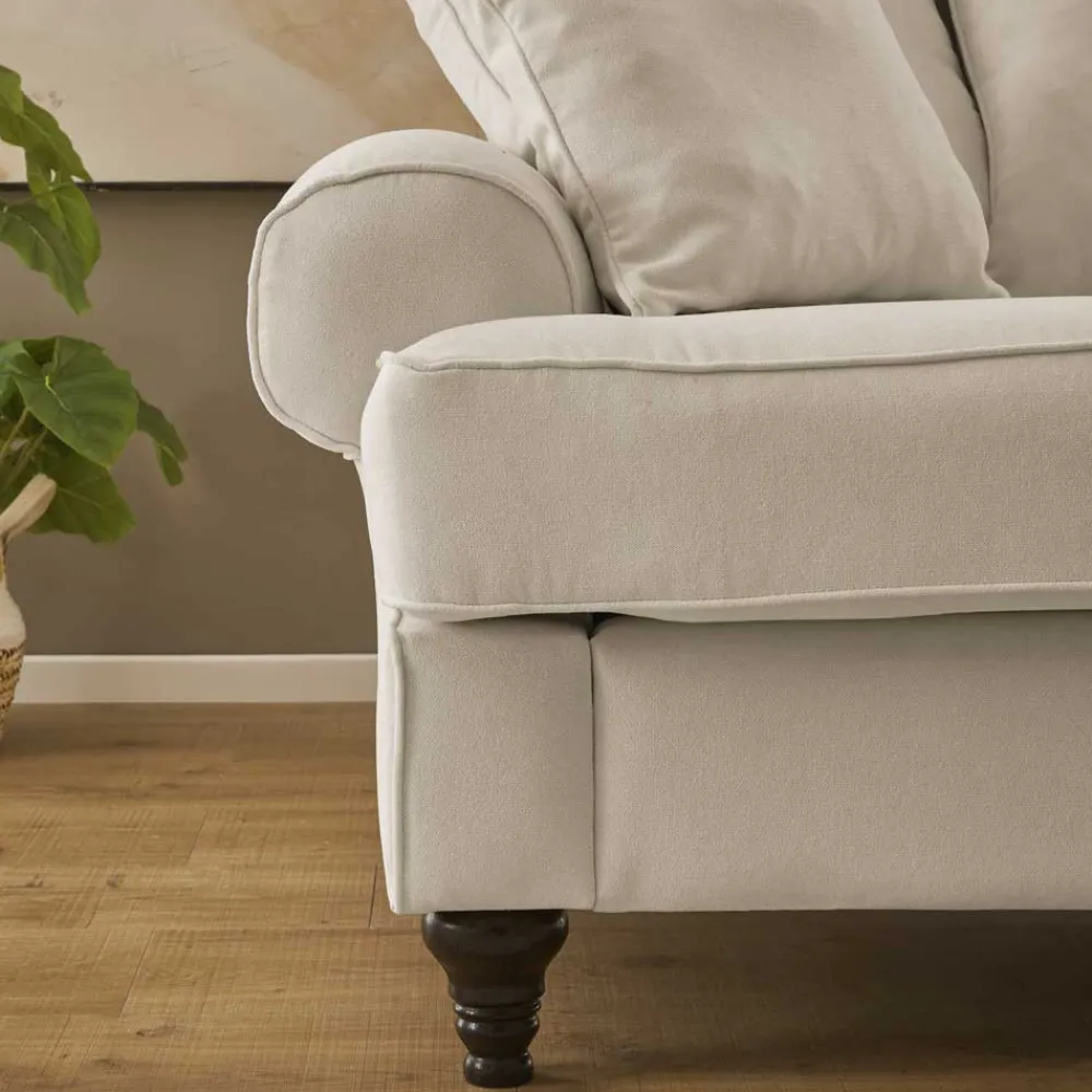 Wohnen Vintage Sofa in Beige mit Dunkelbraun - Merandes