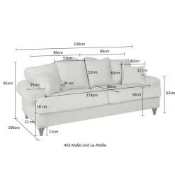 Wohnen Vintage Sofa in Beige mit Dunkelbraun - Merandes