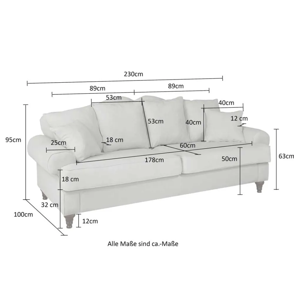 Wohnen Vintage Sofa in Beige mit Dunkelbraun - Merandes