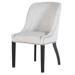 Wohnen Küchenstühle|Esszimmerstühle*Vintage Stühle in Hellgrau Strukturstoff - Lenza (2er Set)