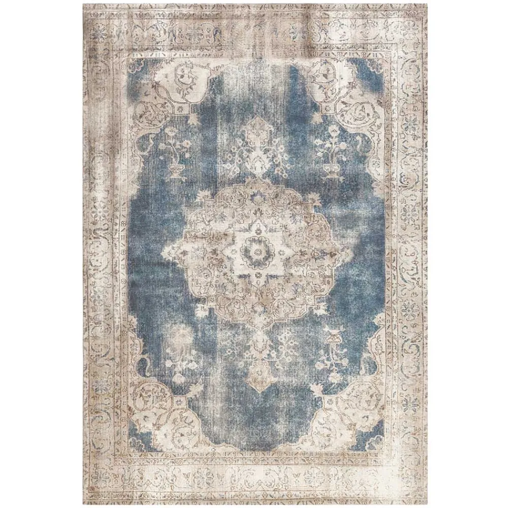 Wohnen Vintage Teppich in Blau und Cremeweiß - Milan