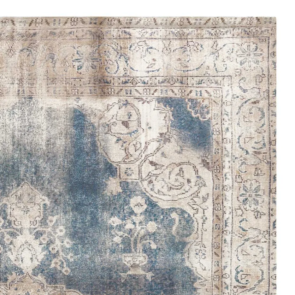 Wohnen Vintage Teppich in Blau und Cremeweiß - Milan