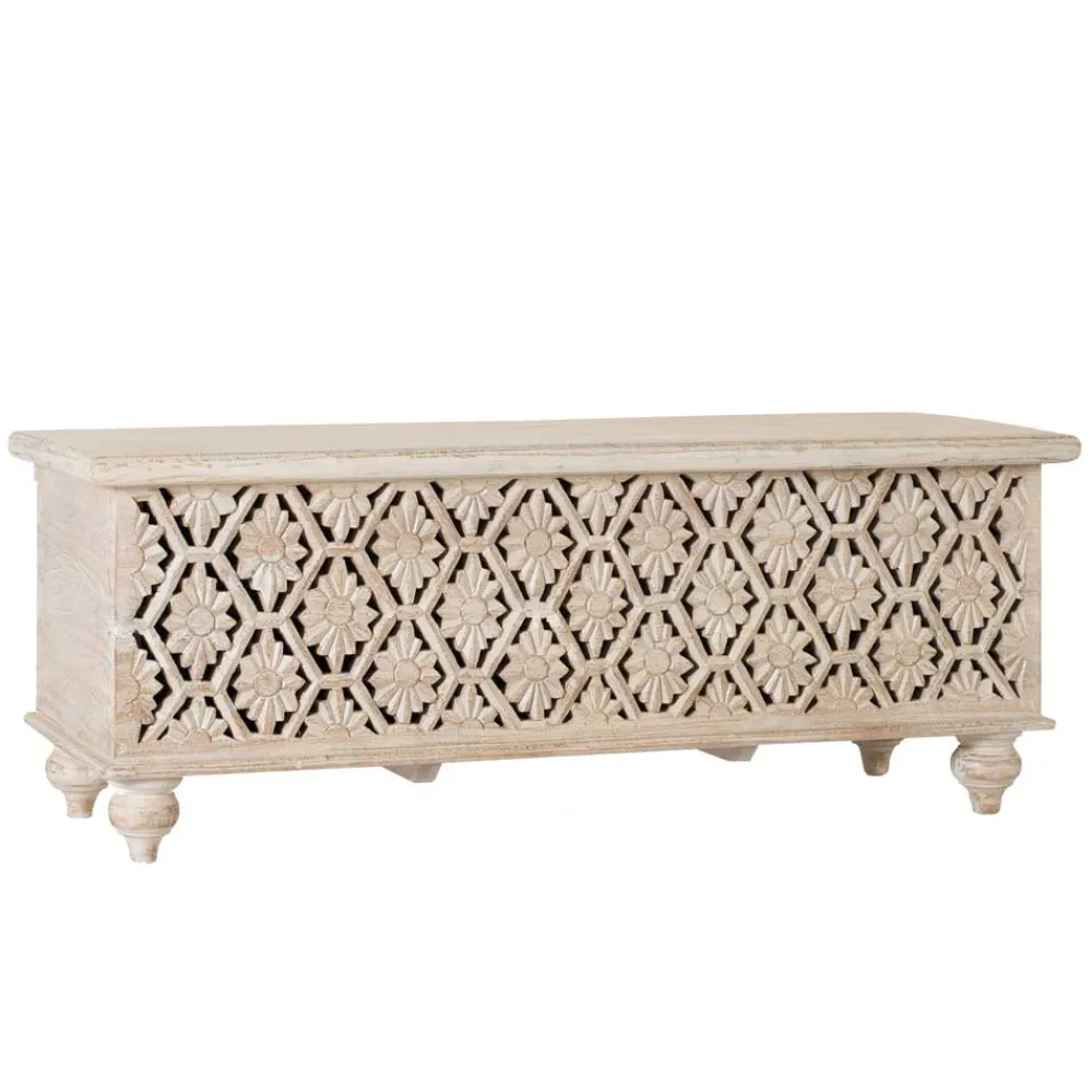 Wohnen Vintage Möbel*Vintage Truhe in Mangoholz White Wash - Sisperza