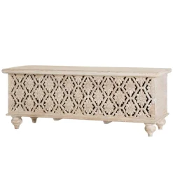 Wohnen Vintage Möbel*Vintage Truhe in Mangoholz White Wash - Sisperza