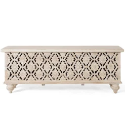 Wohnen Vintage Möbel*Vintage Truhe in Mangoholz White Wash - Sisperza