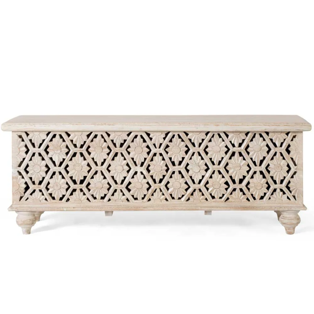 Wohnen Vintage Möbel*Vintage Truhe in Mangoholz White Wash - Sisperza