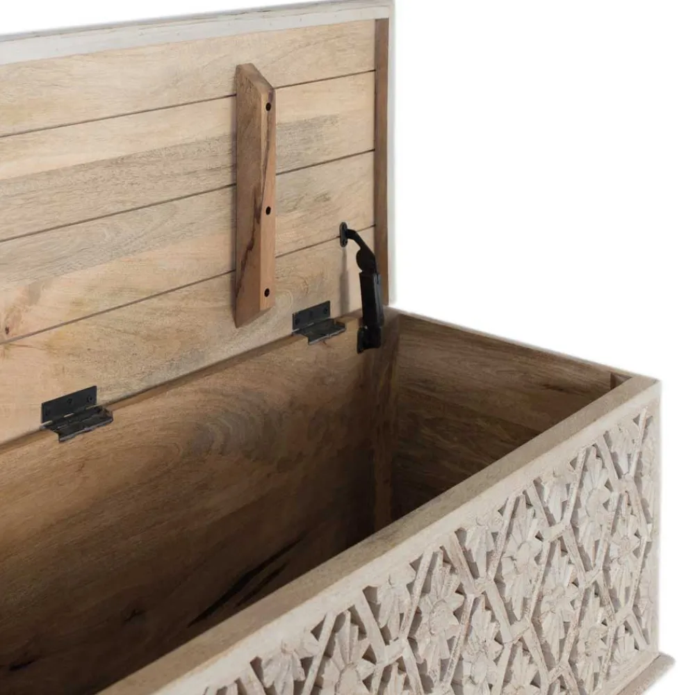 Wohnen Vintage Möbel*Vintage Truhe in Mangoholz White Wash - Sisperza