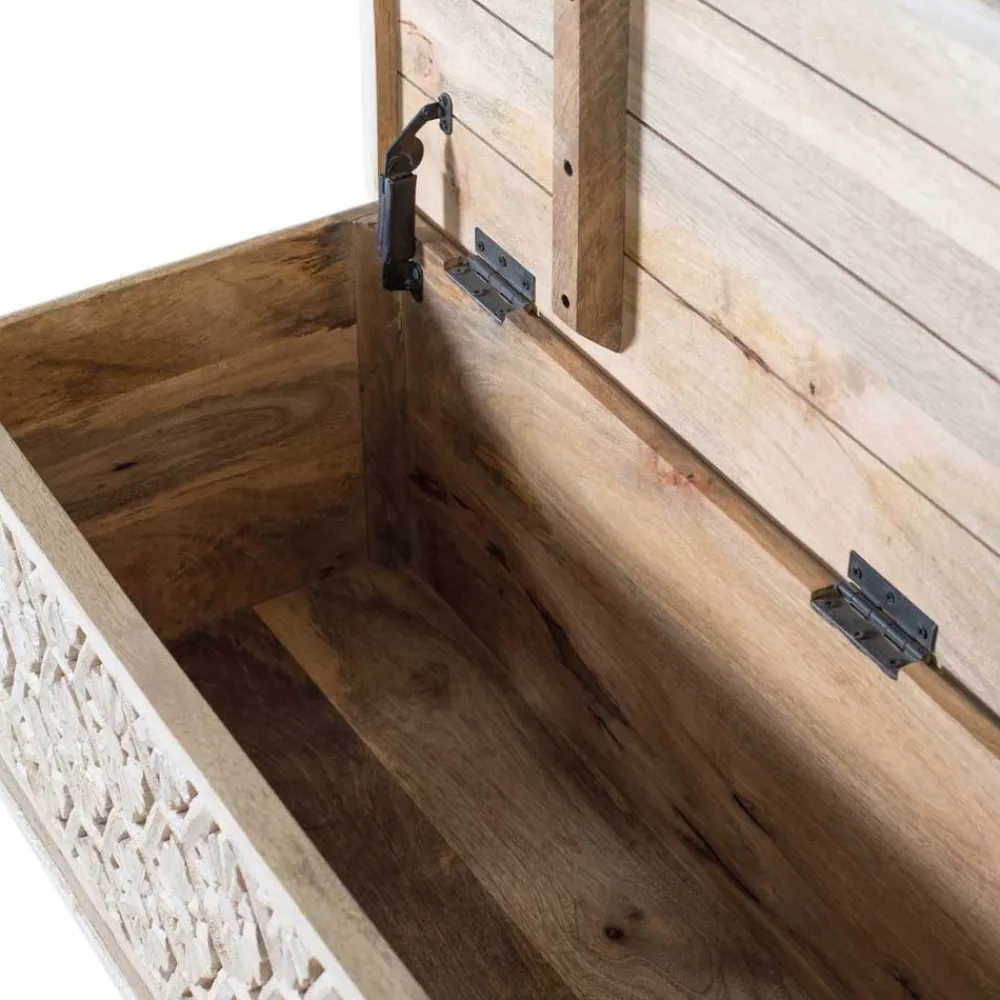 Wohnen Vintage Möbel*Vintage Truhe in Mangoholz White Wash - Sisperza