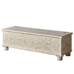Wohnen Vintage Truhe mit Ornament Schnitzereien - Natali