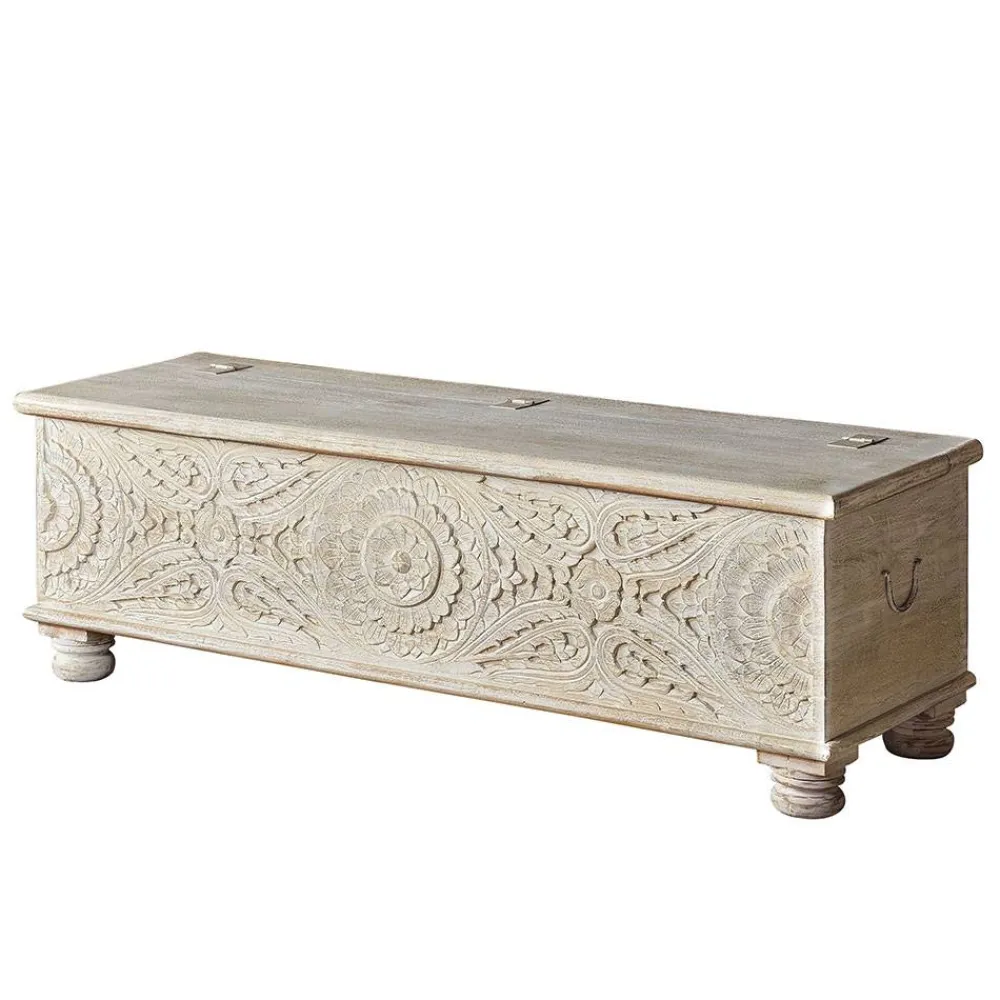 Wohnen Vintage Truhe mit Ornament Schnitzereien - Natali