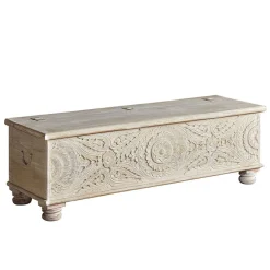 Wohnen Vintage Truhe mit Ornament Schnitzereien - Natali
