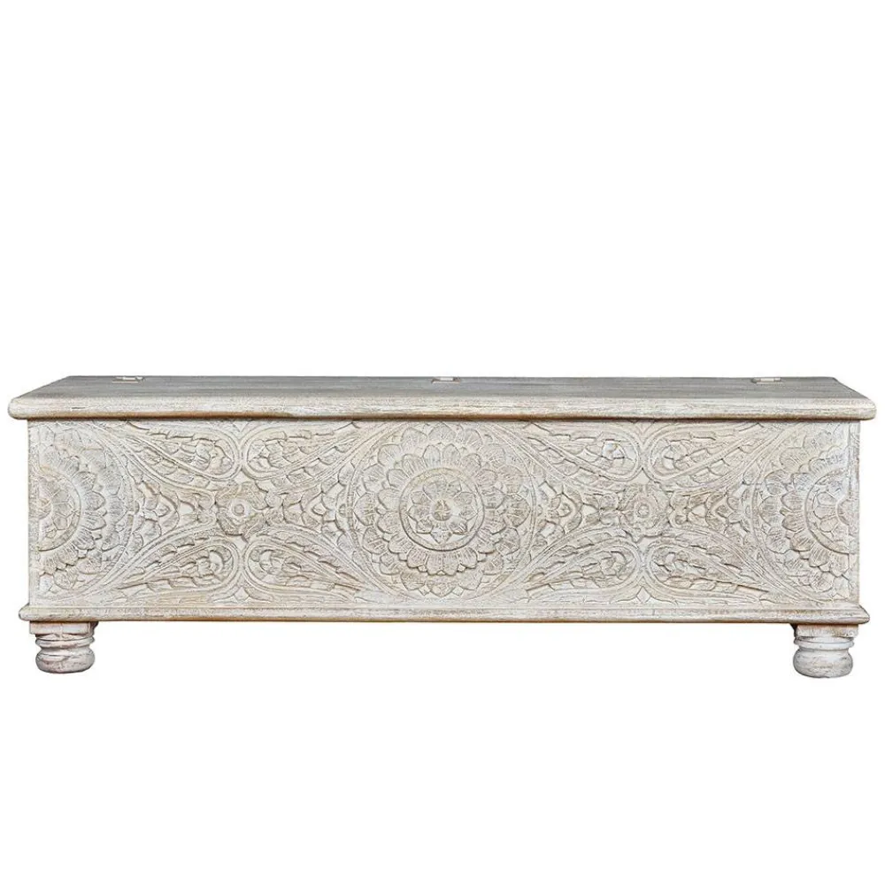 Wohnen Vintage Truhe mit Ornament Schnitzereien - Natali