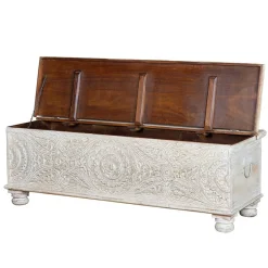 Wohnen Vintage Truhe mit Ornament Schnitzereien - Natali