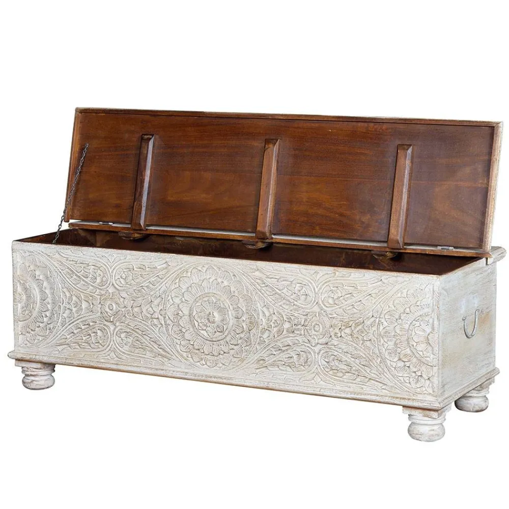 Wohnen Vintage Truhe mit Ornament Schnitzereien - Natali