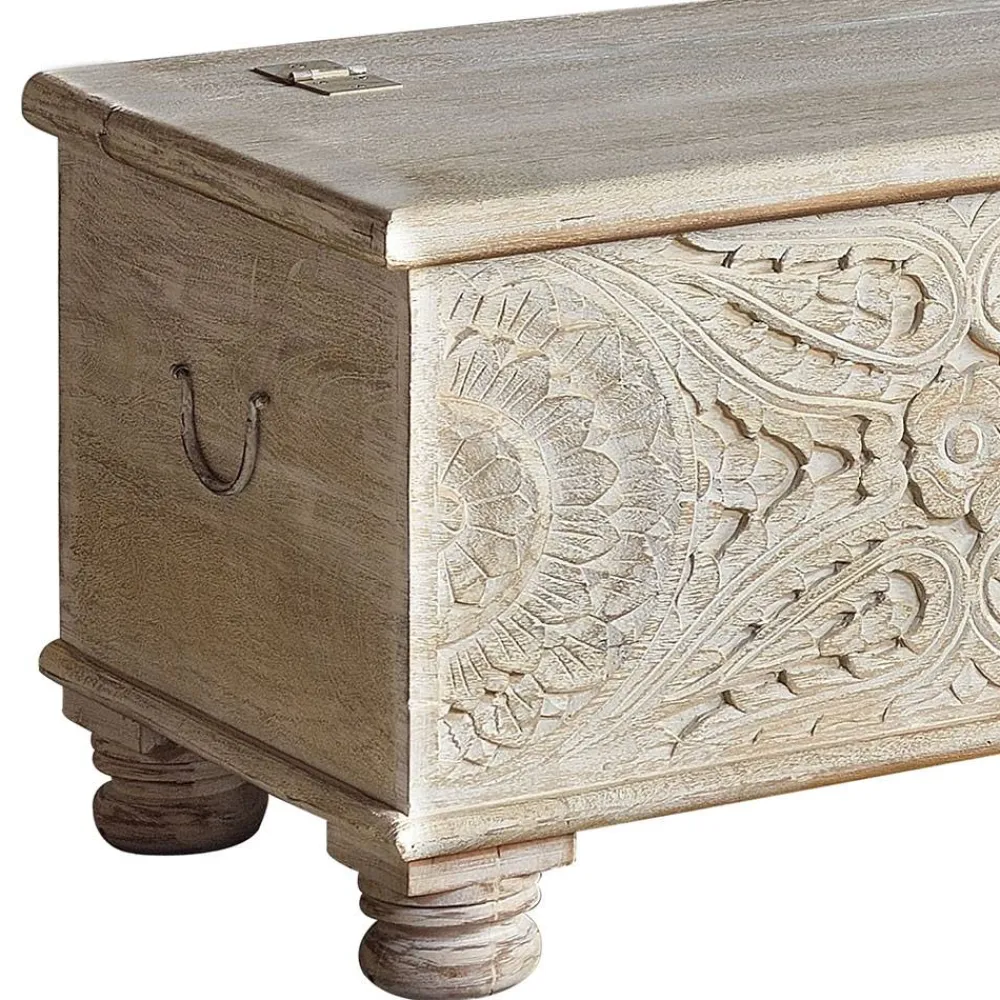 Wohnen Vintage Truhe mit Ornament Schnitzereien - Natali