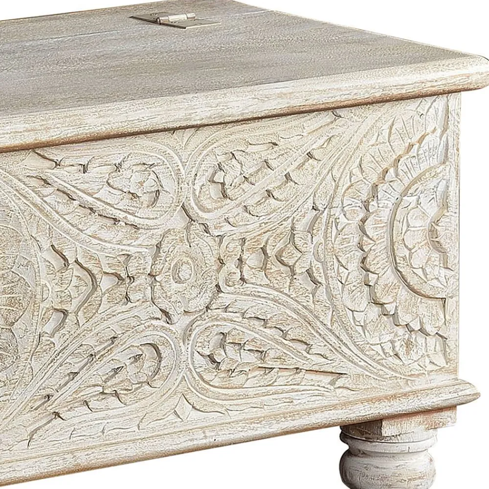 Wohnen Vintage Truhe mit Ornament Schnitzereien - Natali