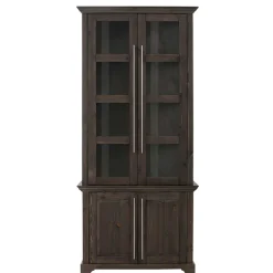 Wohnen Esszimmer-Vitrinen*Vitrine aus dunkel lackiertem Kiefernholz - Syvila