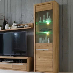 Wohnen Esszimmer-Vitrinen*Vitrine Croconia aus Wildeiche massiv Bianco geölt