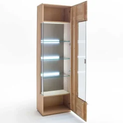 Wohnen Vitrine in 60cm Breite Pontros Eiche Bianco teilmassiv