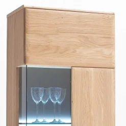 Wohnen Vitrine in 60cm Breite Pontros Eiche Bianco teilmassiv