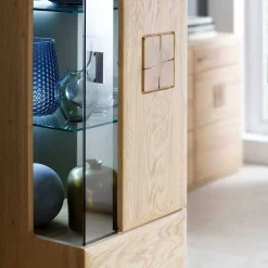 Wohnen Vitrine in 60cm Breite Pontros Eiche Bianco teilmassiv