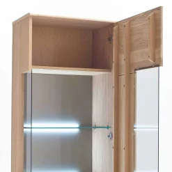 Wohnen Vitrine in 60cm Breite Pontros Eiche Bianco teilmassiv