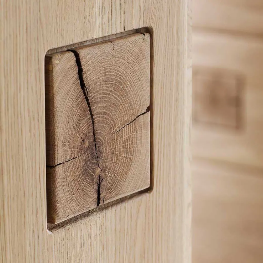 Wohnen Vitrine in 60cm Breite Pontros Eiche Bianco teilmassiv