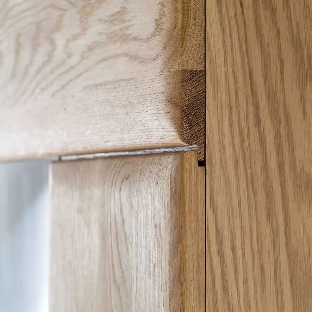 Wohnen Vitrine in 60cm Breite Pontros Eiche Bianco teilmassiv