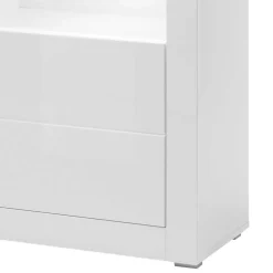 Wohnen Glasmöbel|Wohnzimmerschränke*Vitrine in Hochglanz Weiß Mextra mit Beton Dekor Absetzung