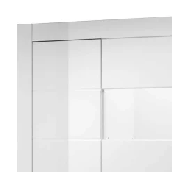 Wohnen Vitrinen|Wohnzimmer-Vitrinen*Vitrine in Weiß hochglänzend Mextra mit Absetzung Beton Optik