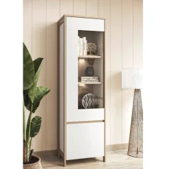 Wohnen Vitrine in Weiß und Eiche Dekor - Ovidio