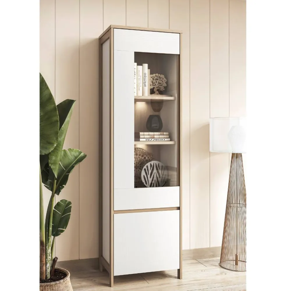 Wohnen Vitrine in Weiß und Eiche Dekor - Ovidio