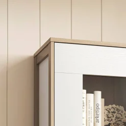 Wohnen Vitrine in Weiß und Eiche Dekor - Ovidio