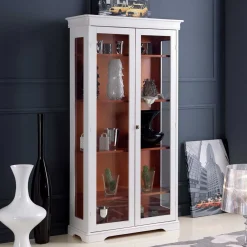 Wohnen Vitrinen|Wohnzimmer-Vitrinen*Vitrine in Weiß und Nussbaum - Zarinas