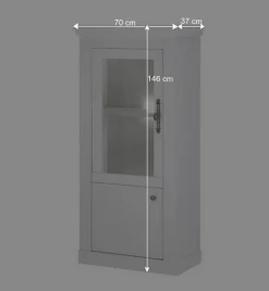 Wohnen Vitrinen|Wohnzimmer-Vitrinen*Vitrine in weißer Holzoptik Pinie - Liancos