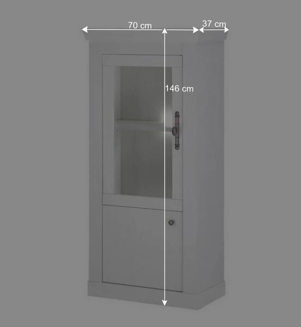 Wohnen Vitrinen|Wohnzimmer-Vitrinen*Vitrine in weißer Holzoptik Pinie - Liancos