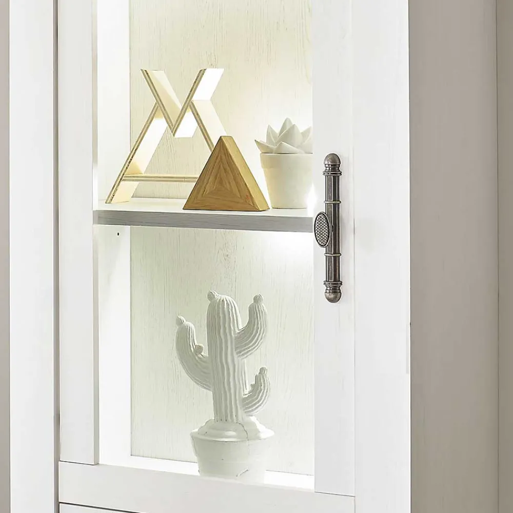 Wohnen Vitrinen|Wohnzimmer-Vitrinen*Vitrine in weißer Holzoptik Pinie - Liancos