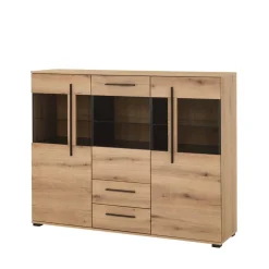 Wohnen Sideboards & Kommoden|Kommoden*Vitrinen-Highboard in Eiche Holzoptik - Brocus