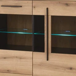 Wohnen Sideboards & Kommoden|Kommoden*Vitrinen-Highboard in Eiche Holzoptik - Brocus
