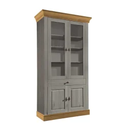 Wohnen Vitrinenschrank Cempino in Grau und Natur